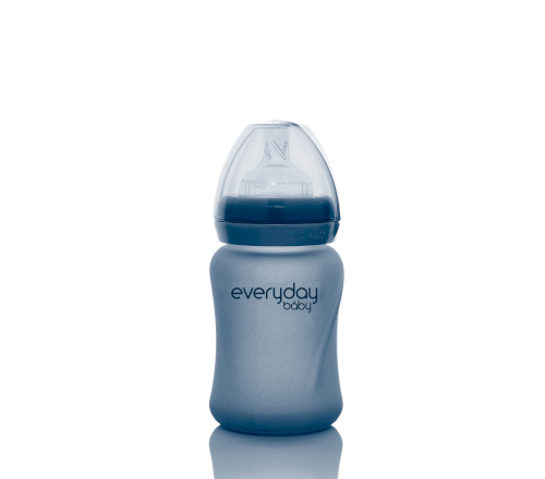 Скляна термочутлива дитяча пляшечка Everyday Baby (150 мл) чорничний